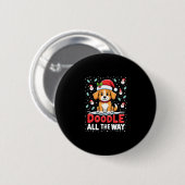 Badge Rond 5 Cm Doodle All The Way Funny Goldendoodle Santa Hat Ch (Devant & derrière)