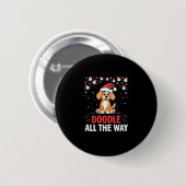 Badge Rond 5 Cm Doodle All The Way Funny Goldendoodle Santa Hat Ch (Devant & derrière)