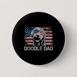 Badge Rond 5 Cm Doodle Papa Goldendoodle Chien Drapeau Américain 4