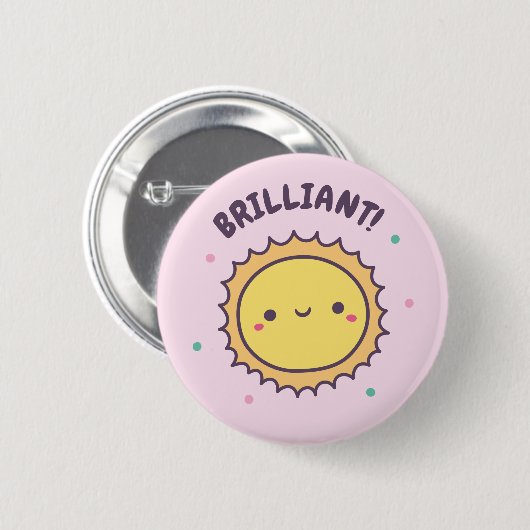 Badge Rond 5 Cm Doodle soleil mignon (Devant & derrière)