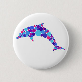Badge Rond 5 Cm Dot Dauphin Colorfull animal marin Abstrait