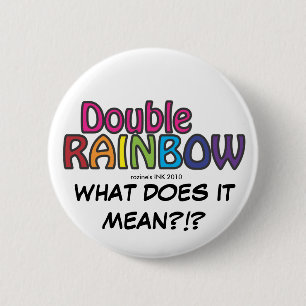 Badge Rond 5 Cm Double Arc En Ciel Tout Le Chemin À Travers Le Cie