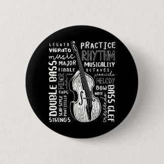 Badge Rond 5 Cm Double Bass Word Cloud Hors-droit Basse Art Musiqu
