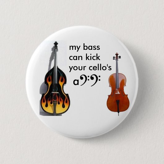 Badge Rond 5 Cm Double basse contre le violoncelle (Devant)