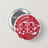 Badge Rond 5 Cm Double bonheur Phoenix (Devant & derrière)