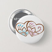 Badge Rond 5 Cm Double de coeur de henné (Devant & derrière)
