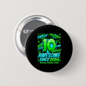 Badge Rond 5 Cm Double Digits 10 Year Old Boys 10th Birthday Boy (Devant & derrière)
