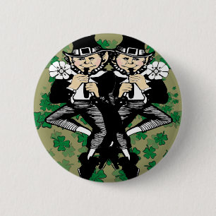 Badge Rond 5 Cm Double La Chance Leprechaun