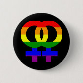 Badge Rond 5 Cm Double symbole femelle d'arc-en-ciel (Devant)