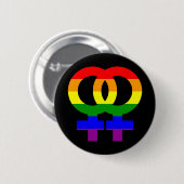Badge Rond 5 Cm Double symbole femelle d'arc-en-ciel (Devant & derrière)