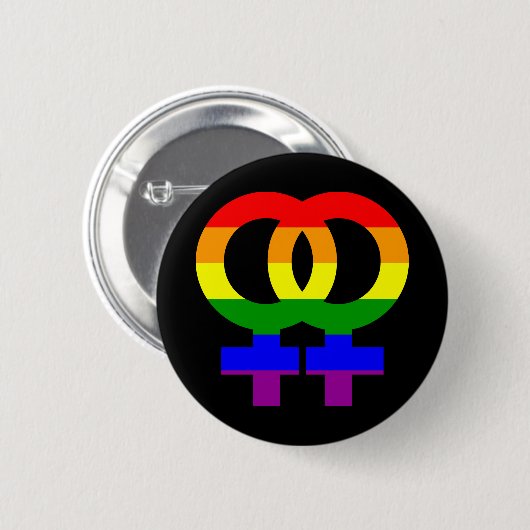 Badge Rond 5 Cm Double symbole femelle d'arc-en-ciel (Devant & derrière)