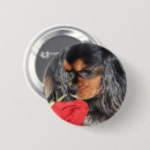 Badge Rond 5 Cm Douce Amour Cavalier King Charles Spaniel (Devant & derrière)