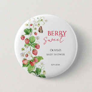 Badge Rond 5 Cm Douce Baby Shower aux Fraises