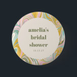 Badge Rond 5 Cm Douce Fête de Mariée sur Mesure Abstrait Pâtes Jau<br><div class="desc">Bouton de Fête de Mariée sur Mesure Abstrait Pâtes Jaune,  Sauge et Rose Moderne et Mignon</div>