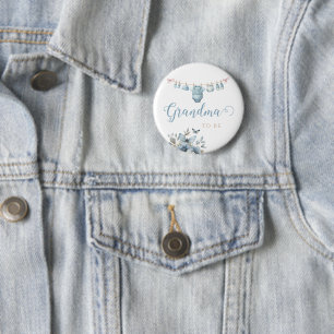 Badge Rond 5 Cm Douce Grand-Mère Vêtements Bébé Floral Bleu Doux
