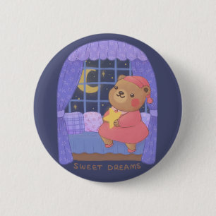 Badge Rond 5 Cm Douces Rêves: Illustration d'ours en peluche