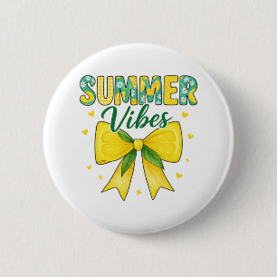 Badge Rond 5 Cm Douces Vibrations d'Été Ruban Citron et Marguerite