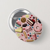 Badge Rond 5 Cm Douceurs sur rose (Devant & derrière)