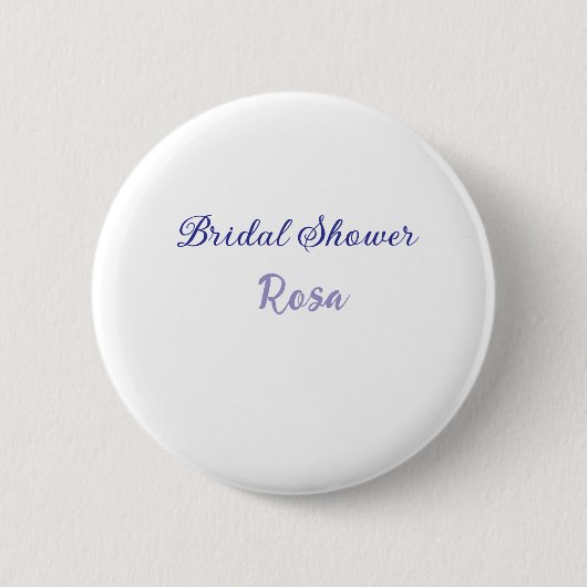 Badge Rond 5 Cm Douche de mariée violet ajouter nom date élégantst (Devant)