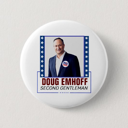 Badge Rond 5 Cm Doug Emhoff pour le deuxième Gentleman (Devant)