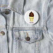 Badge Rond 5 Cm Doux ! Chocolat Soft Sert Ice Crème Cone Foodie (En situation)
