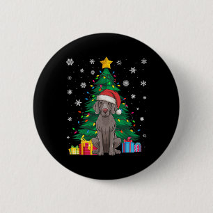 Badge Rond 5 Cm Doux moche sapin de Noël éclaire Weimaraner chien