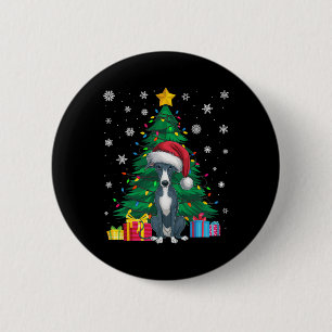 Badge Rond 5 Cm Doux moche Xmas arbre léger italien Greyhound chie