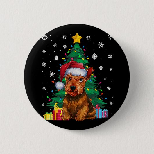 Badge Rond 5 Cm Doux moche Xmas Tree éclaire Scottish Terrier Chie (Devant)