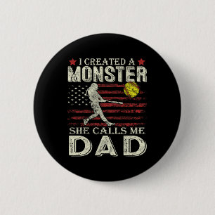 Badge Rond 5 Cm Doux Papa Drapeau américain J'ai créé un monstre q