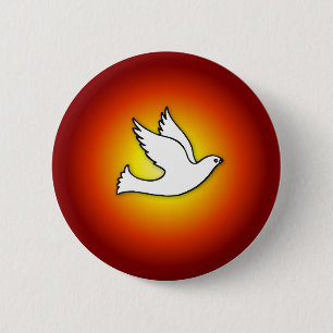 Badge Rond 5 Cm Dove de confirmation avec or, Red Rays