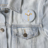 Badge Rond 5 Cm Dove et Croix (En situation)