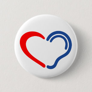 Badge Rond 5 Cm doven. Slechthorend, doofheid, Limited hearing.