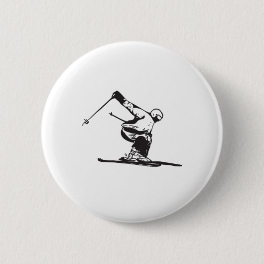 Badge Rond 5 Cm Downhill Skiing Skier  (Devant)