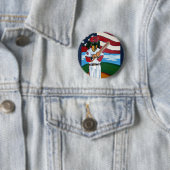 Badge Rond 5 Cm Doxie de baseball (En situation)