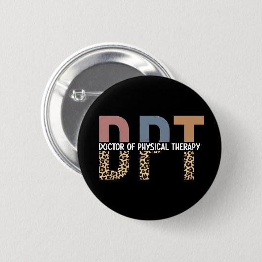 Badge Rond 5 Cm DPT Docteur en Thérapie Physique Typographie de Ch (Devant & derrière)