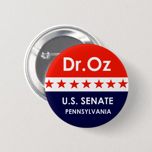 Badge Rond 5 Cm Dr Oz Sénat américain Pennsylvanie (Devant & derrière)