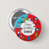 Badge Rond 5 Cm Dr. Seuss - Caractères | ANNIVERSAIRE DE ENFANT (Devant & derrière)