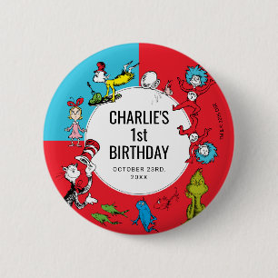 Badge Rond 5 Cm Dr. Seuss - Caractères   ANNIVERSAIRE DE ENFANT