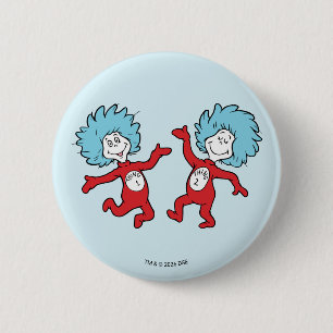 Badge Rond 5 Cm Dr. Seuss Chose 1 et Chose 2 Personnage