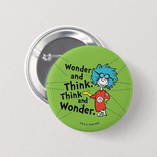 Badge Rond 5 Cm Dr Seuss | Merveilleuse et réfléchis. Pensez et ét (Devant & derrière)
