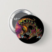 BADGE ROND 5 CM DRAGO / DRAGON D'OR IMAGINAIRE EN PURPLE ET NOIR (Devant & derrière)