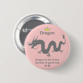 Badge Rond 5 Cm dragon 龍 竜 (Devant & derrière)