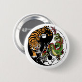 Badge Rond 5 Cm dragon and tiger yin yang (Devant & derrière)