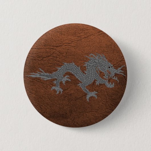 Badge Rond 5 Cm Dragon bhoutanais en cuir (Devant)