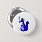 Badge Rond 5 Cm Dragon bleu avec fumée (Devant & derrière)
