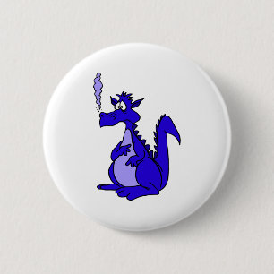 Badge Rond 5 Cm Dragon bleu avec fumée