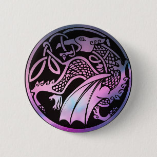 Badge Rond 5 Cm Dragon Celtique Rond