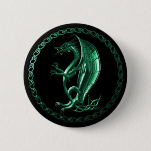 Badge Rond 5 Cm Dragon celtique vert