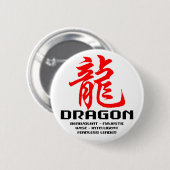 Badge Rond 5 Cm Dragon chinois d'astrologie (Devant & derrière)