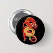 Badge Rond 5 Cm Dragon chinois rouge (Devant & derrière)